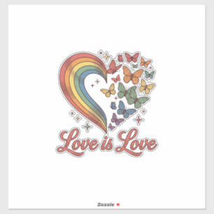 Pride Vlinder Hart Liefde Is Liefde Shirt Ontwerp_ Sticker