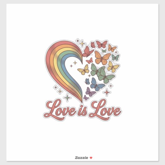Pride Vlinder Hart Liefde Is Liefde Shirt Ontwerp_ Sticker (Vel)