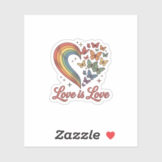Pride Vlinder Hart Liefde Is Liefde Shirt Ontwerp_ Sticker (Vel)
