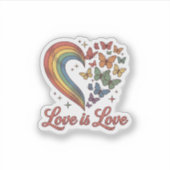Pride Vlinder Hart Liefde Is Liefde Shirt Ontwerp_ Sticker (Voorkant)