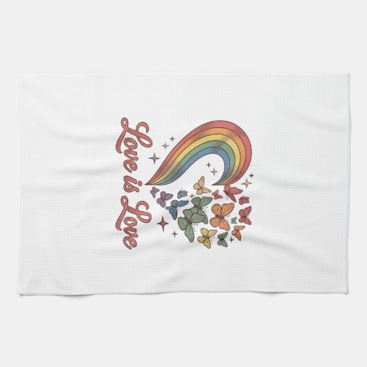 Pride Vlinder Hart Liefde Is Liefde Shirt Ontwerp_ Theedoek (Horizontaal)