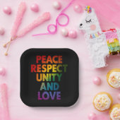 Pride Vrede Respect Eenheid En Liefde Papieren Bordje (Feest)