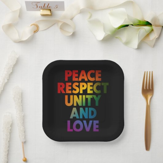 Pride Vrede Respect Eenheid En Liefde Papieren Bordje (Huwelijk)