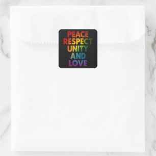 Pride Vrede Respect Eenheid En Liefde Vierkante Sticker
