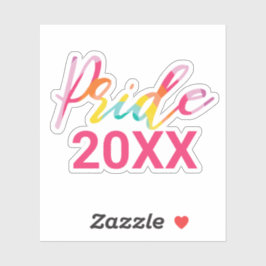Pride Waterverf regenboogscript met aangepast jaar Sticker