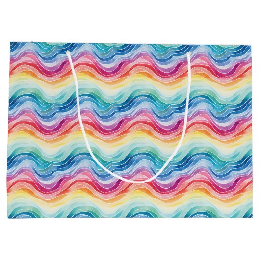 Pride Wavy Rainbow Stripes Pattern Groot Cadeauzakje (Achterkant)