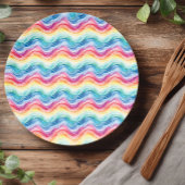 Pride Wavy Rainbow Stripes Pattern Summer Papieren Bordje