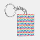 Pride Wavy Rainbow Stripes Pattern Two-sided Sleutelhanger (Voorkant Links)