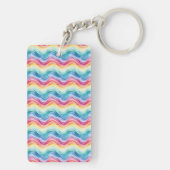 Pride Wavy Rainbow Stripes Pattern Two-sided Sleutelhanger (achterkant)
