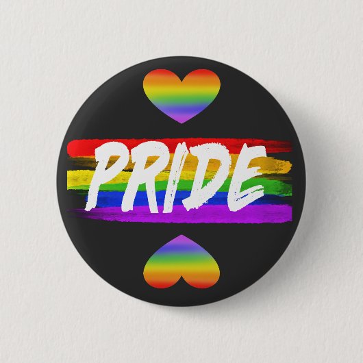 PRIDE wit tegen regenboogvlag en twee harten Ronde Button 5,7 Cm (Voorkant)
