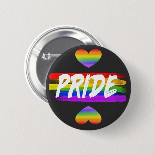 PRIDE wit tegen regenboogvlag en twee harten Ronde Button 5,7 Cm (Voorkant /achterkant)