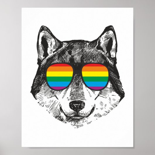 PRIDE WOLF Lgbt Gay Pride Flag Poster (Voorkant)