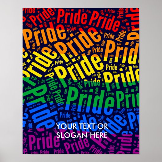 PRIDE WORD PATTERN KLEUR -.png Poster (Voorkant)