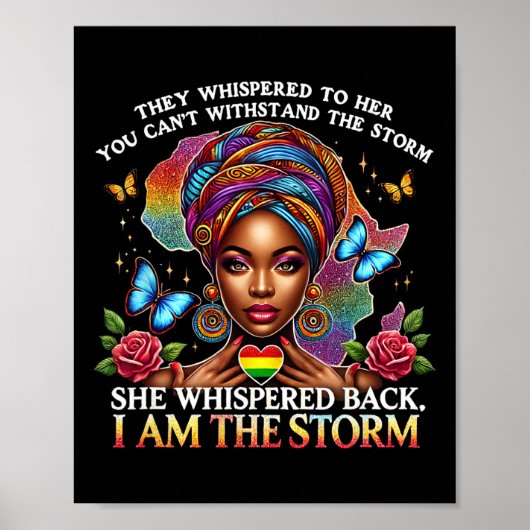 Pride Zwarte Vrouw Retro Ik Ben De Storm Inspirati Poster (Voorkant)
