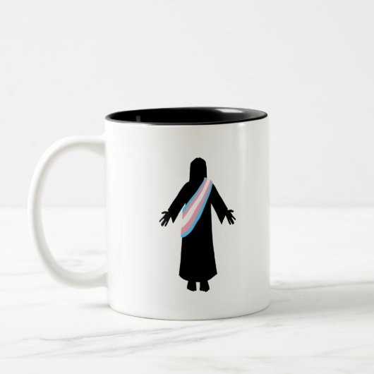 PrideJesus TransFlag Tweekleurige Koffiemok (Links)