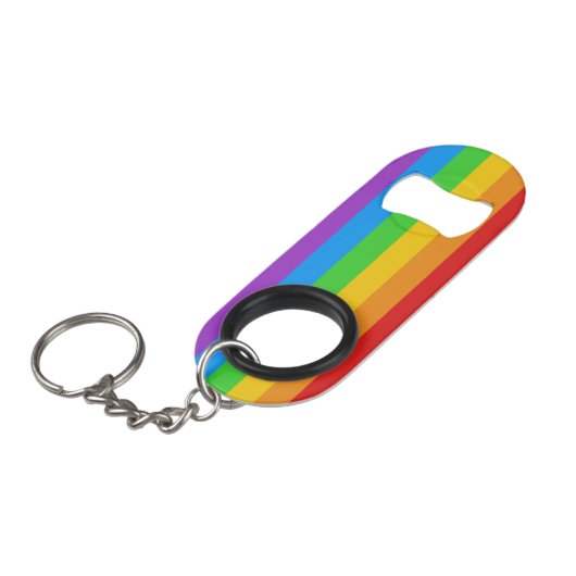 PridePop: Regenboog Pride RVS Mini Flessenopener (Voorkant Gekanteld)