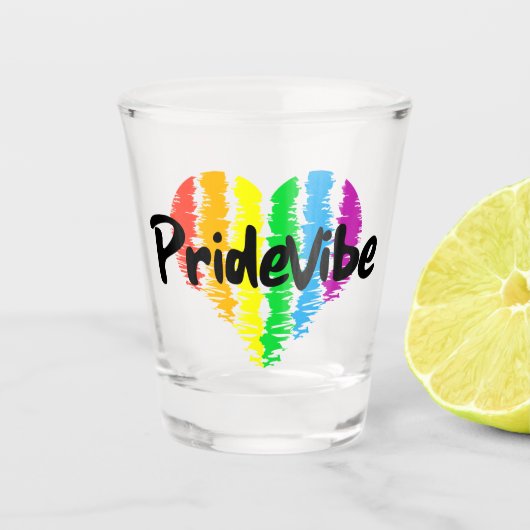 PrideVibe Logo Regenboog Hart Shot Glas (Voorkant)