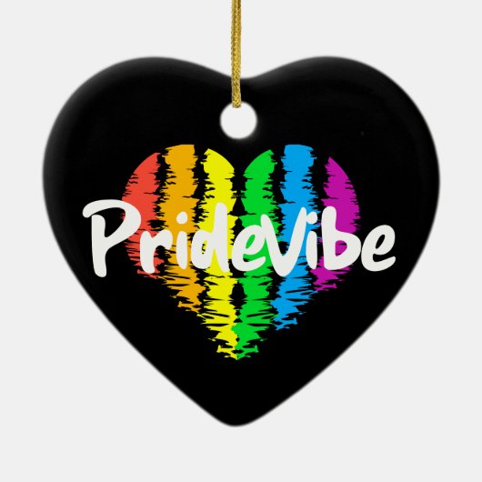 PrideVibe Rainbow Heart: Tijdloze trots Keramisch Ornament (Achterkant)