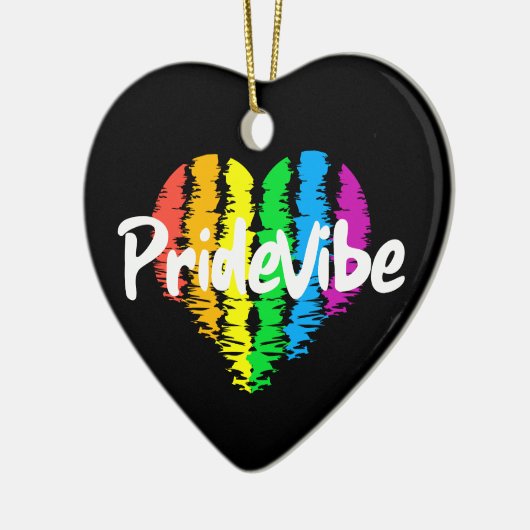 PrideVibe Rainbow Heart: Tijdloze trots Keramisch Ornament (Links)