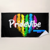 PrideVibe Regenboog Hart Strandhanddoek: Moedig & Strandlaken (Voorkant)