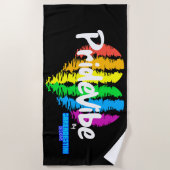PrideVibe Regenboog Hart Strandhanddoek: Moedig & Strandlaken (Voorkant)