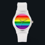 PrideWatch Horloge<br><div class="desc">Die Uhr mit der original 8-farbigen Pride-Flagge. Hiermit setzt du ein Zeichen für Akzeptanz und Toleranz aller Menschen.</div>