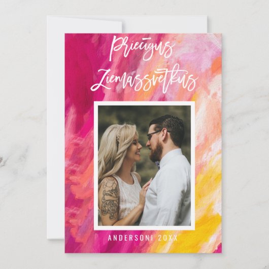 Priecigus Ziemassvetkus Letse foto gepeld (Voorkant)