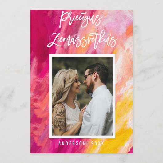 Priecigus Ziemassvetkus Letse foto gepeld (Voorkant)