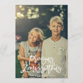 Priecigus Ziemassvetkus Script Fotogroet Kaart