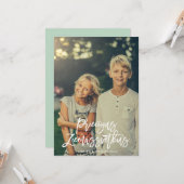 Priecigus Ziemassvetkus Script Fotogroet Kaart (Voorkant / Achterkant in situ)