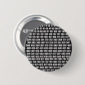 Priemgetallen wit op zwart ronde button 5,7 cm (Voorkant /achterkant)