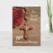 Priest 10th Ordination Anniversary Rose & Rosary Kaart (Voorkant)