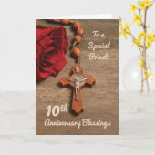 Priest 10th Ordination Anniversary Rose & Rosary Kaart (Gele Bloem)