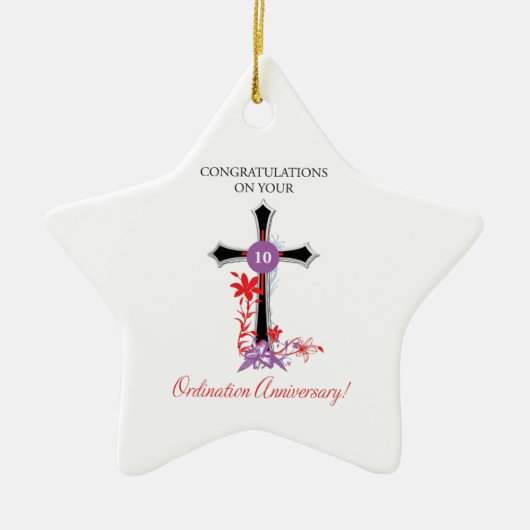Priest 10th Ordination Jubileum Black Cross Keramisch Ornament (Voorkant)