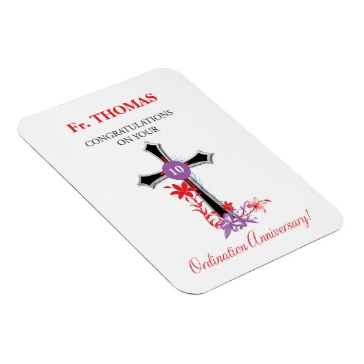 Priest 10th Ordination Jubileum Black Cross Magneet (Rechterzijde)