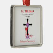 Priest 10th Ordination Jubileum Black Cross Metalen Ornament (Rechts)