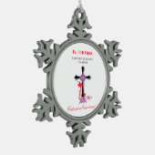 Priest 10th Ordination Jubileum Black Cross Tin Sneeuwvlok Ornament (Links)