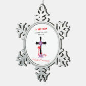 Priest 10th Ordination Jubileum Black Cross Tin Sneeuwvlok Ornament (Rechts)