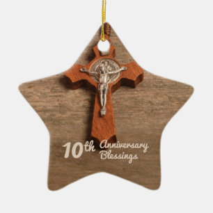 Priest 10th Ordination Jubileum Roos and Rosary Keramisch Ornament