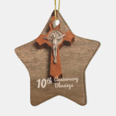 Priest 10th Ordination Jubileum Roos and Rosary Keramisch Ornament (Links)