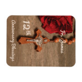 Priest 12th Ordination Jubileum Roos and Rosary Magneet (Horizontaal)