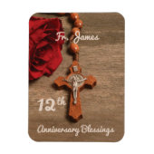 Priest 12th Ordination Jubileum Roos and Rosary Magneet (Verticaal)