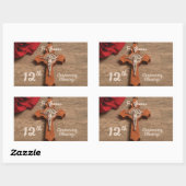 Priest 12th Ordination Jubileum Roos and Rosary Rechthoekige Sticker (Vel)