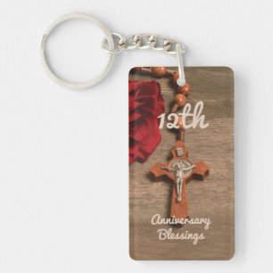 Priest 12th Ordination Jubileum Roos and Rosary Sleutelhanger
