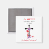 Priest 15th Ordination Jubileum Black Cross Magneet (Voorkant / Achterkant)