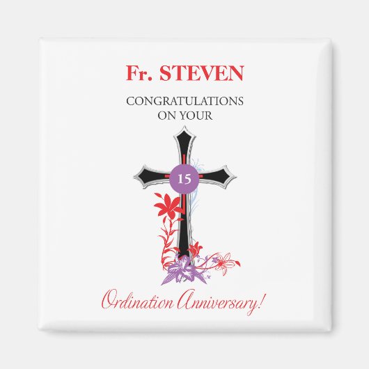 Priest 15th Ordination Jubileum Black Cross Magneet (Voorkant)