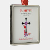 Priest 15th Ordination Jubileum Black Cross Metalen Ornament (Rechts)