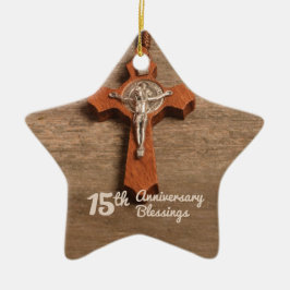 Priest 15th Ordination Jubileum Roos and Rosary Keramisch Ornament