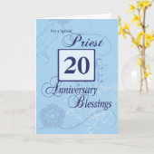 Priest 20ste jaar Jubileum blauw met wervelingen Kaart (Gele Bloem)
