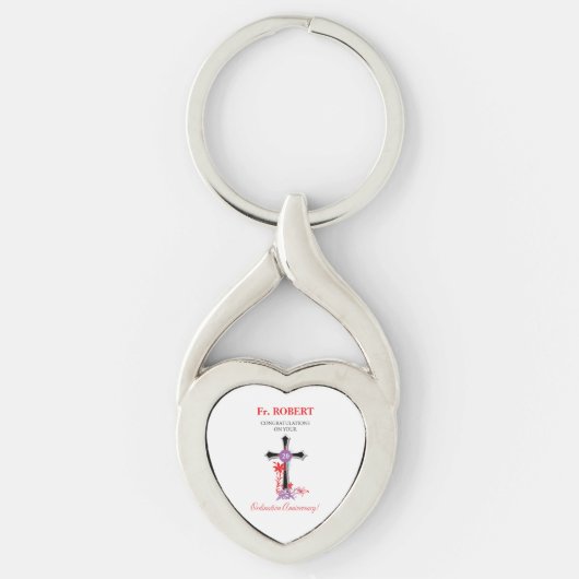 Priest 20th Ordination Jubileum Black Cross Sleutelhanger (Voorkant)
